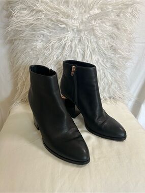 Alexander Wang Black Leather Ankle Booties with Side Zip